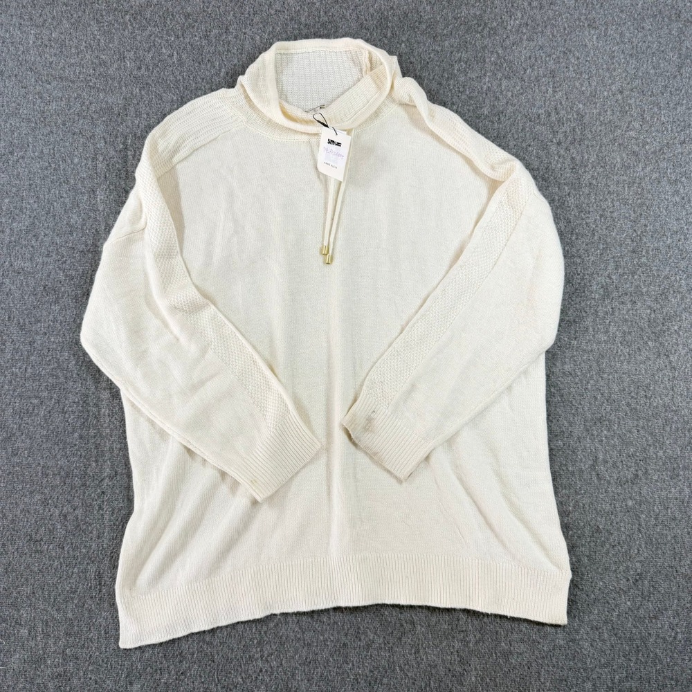Anne Klein Womens XL Cream Wool Cashmere Blend Funnel Neck‎  Sweater NWT